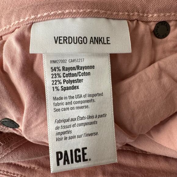 Paige Verdugo Ankle Soft Pink Jeans Size 27 - Picture 7 of 8